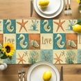thumbnail image 4 of Cartoon Seahorse Starfish Table Runner, Ocean Fish Seaweed Coastal Kitchen Table Runners Dress Scarves for Table Decorations Party/Restaurant/Indoor Outdoor Use, 13x36in, 4 of 9