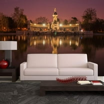 wall26 - Night Cityscape with Lights at Retiro, Madrid, Spain - Removable Wall Mural | Self-Adhesive Large Wallpaper - 66x96 inches