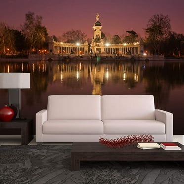 wall26 - Night Cityscape with Lights at Retiro, Madrid, Spain - Removable Wall Mural | Self-Adhesive Large Wallpaper - 66x96 inches