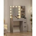 thumbnail image 2 of Vanity Desk with Mirror and Lights - Makeup Vanity Desk with 4 Drawers, Built-in Power Outlet & USB, Adjustable LED Lighting, Makeup Table for Bedroom (Grey), 2 of 6