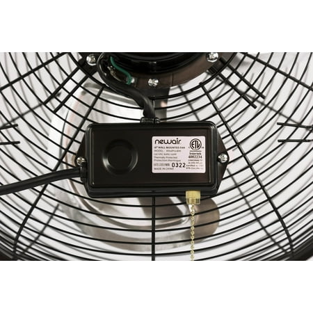 NewAir - 3000 CFM 18” High Velocity Wall Mounted Fan with Sealed Motor Housing and Ball Bearing Motor - Black