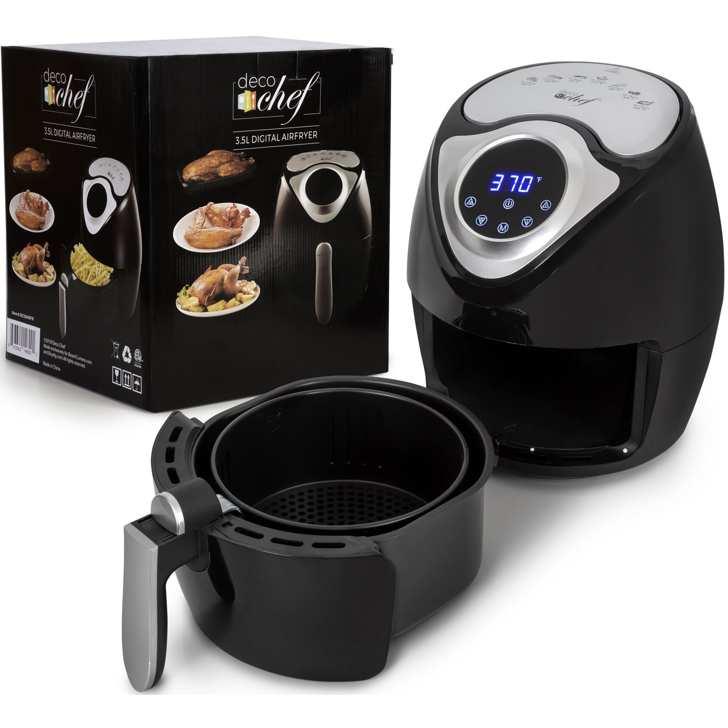 Restored Deco Chef 3.7QT Electric Oil-Free Digital Air Fryer for Healthy Frying (Refurbished)