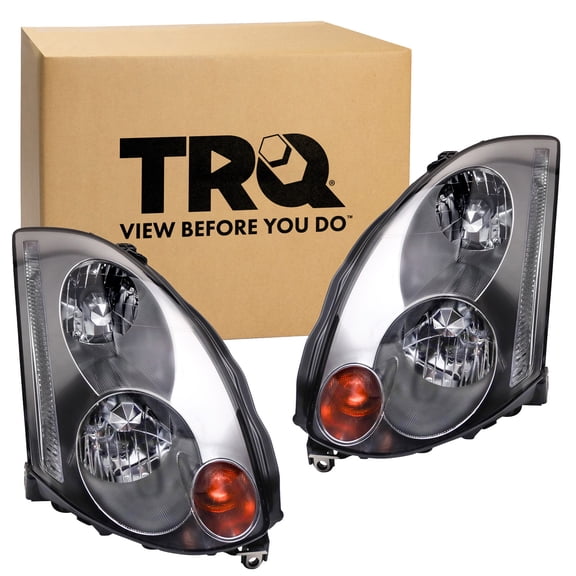 TRQ Headlight Assembly Set IN2502123 IN2503123 Fits 2003-2005 INFINITI G35