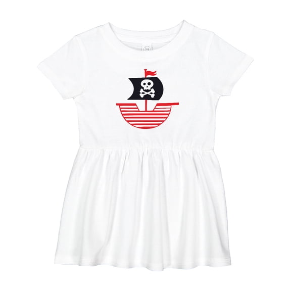 Inktastic Pirate Ship with Skull and Crossbones Girls Baby Dress