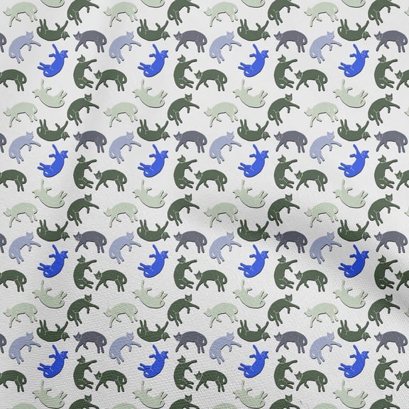 oneOone Rayon Blue Fabric Animal Cat Sewing Fabric By The Yard Printed Diy Clothing Sewing Supplies 56 Inch Wide