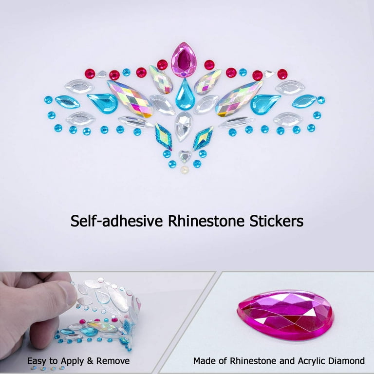 6 Sets Face Gems Rhinestone Mermaid Face Jewels Tattoo - Face Crystal  Stickers Tears Gem Stones Bindi Temporary Stickers