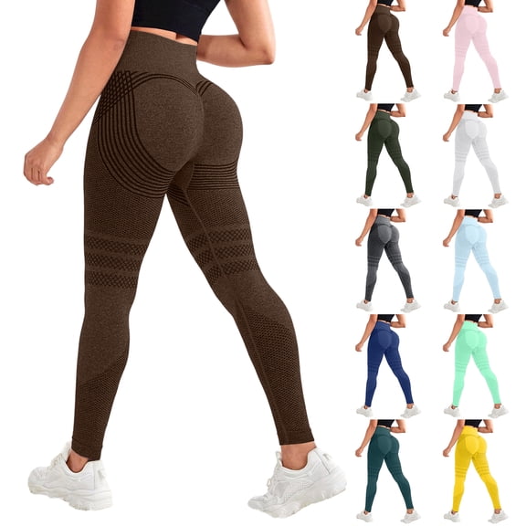 Resicozy 3D Cellulite Leggings Womens Compression High Waisted Compression Leggings Butt Lifting Workout Leggings Brown 2XL
