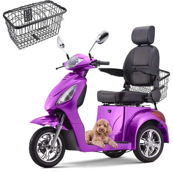 SKRT Electric Large 3 Wheel Mobility Scooters, Heavy Duty Wheelchair Device, 400 LBS Capacity for Seniors & Adults, Speed Adjust, Remote Key, Assembled In US, Receive Ready to Ride