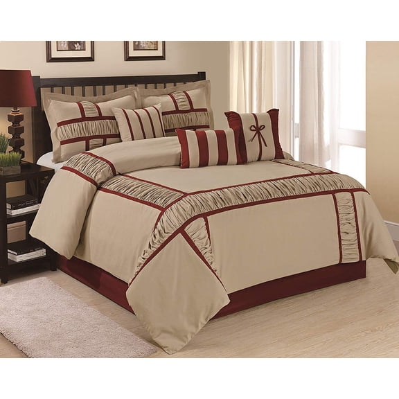Hig Taupe 7 Piece Bed in a Bag Comforter Set, King