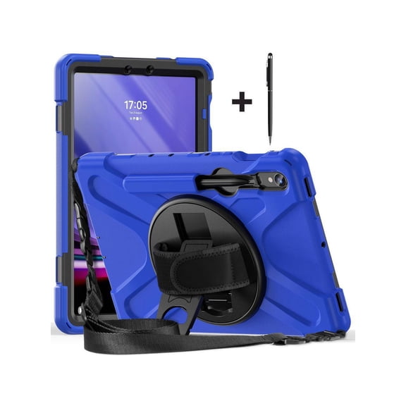 For Samsung Galaxy Tab S10 FE 10.9" 2025/S9 FE 10.9 Inch 2023/S9/S8/S7 11 Inch Case, Heavy Duty Shockproof Rugged Case with S Pen Holder, Hand Strap, Carrying Shoulder Strap, Kickstand