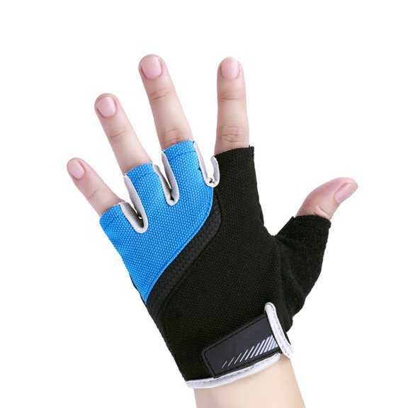 Worgeous Blue Cycling Gloves for Outdoor Sports Made of Polyester Fiber Lightweight Breathable Shock Absorbing Anti Slip Half Finger Design Size L