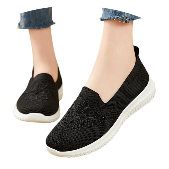 CAIXAI Orthopedic Shoes for Women Arch Support Women Sock Sneakers Comfortable Walking Anti-Skid Wide Walking Shoes for Women Mesh Knitted Woven Womens Mary Jane Shoes Hands-Free Workout Gym Shoes