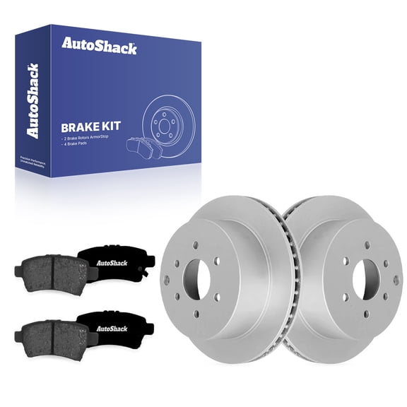 AutoShack Rear Vented Coated Brake Rotors   Premium Ceramic Pads 6-PC Brake Kit Replacement for 2006-2007 Nissan Xterra ArmorStop 11.25" (285.8 mm)