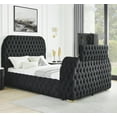 thumbnail image 5 of LiviNest King Size Bed with TV Lift: Modern Upholstered Bed Set with Electric Fireplace - Black Velvet Tufted Headboard for Master Bedroom Luxury Furniture, 5 of 6