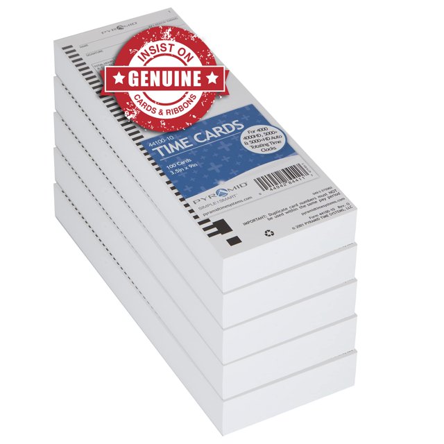 Pyramid Time Systems, 44100-10PK5, 500 Count Genuine and Authentic Time Cards for 4000, 4000Pro, 4000ProK and 5000 Series Time Clocks from Pyramid, T
