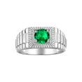 thumbnail image 1 of RYLOS Men's Ring Sterling Silver Ring, 7MM Round Shape Gemstone Designer Style Rings Emerald May Birthstone Rings Silver Size 13, 1 of 7