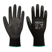 Portwest A120 Work Gloves PU Palm Dipped Abrasion and Tear Resistant Black, Medium