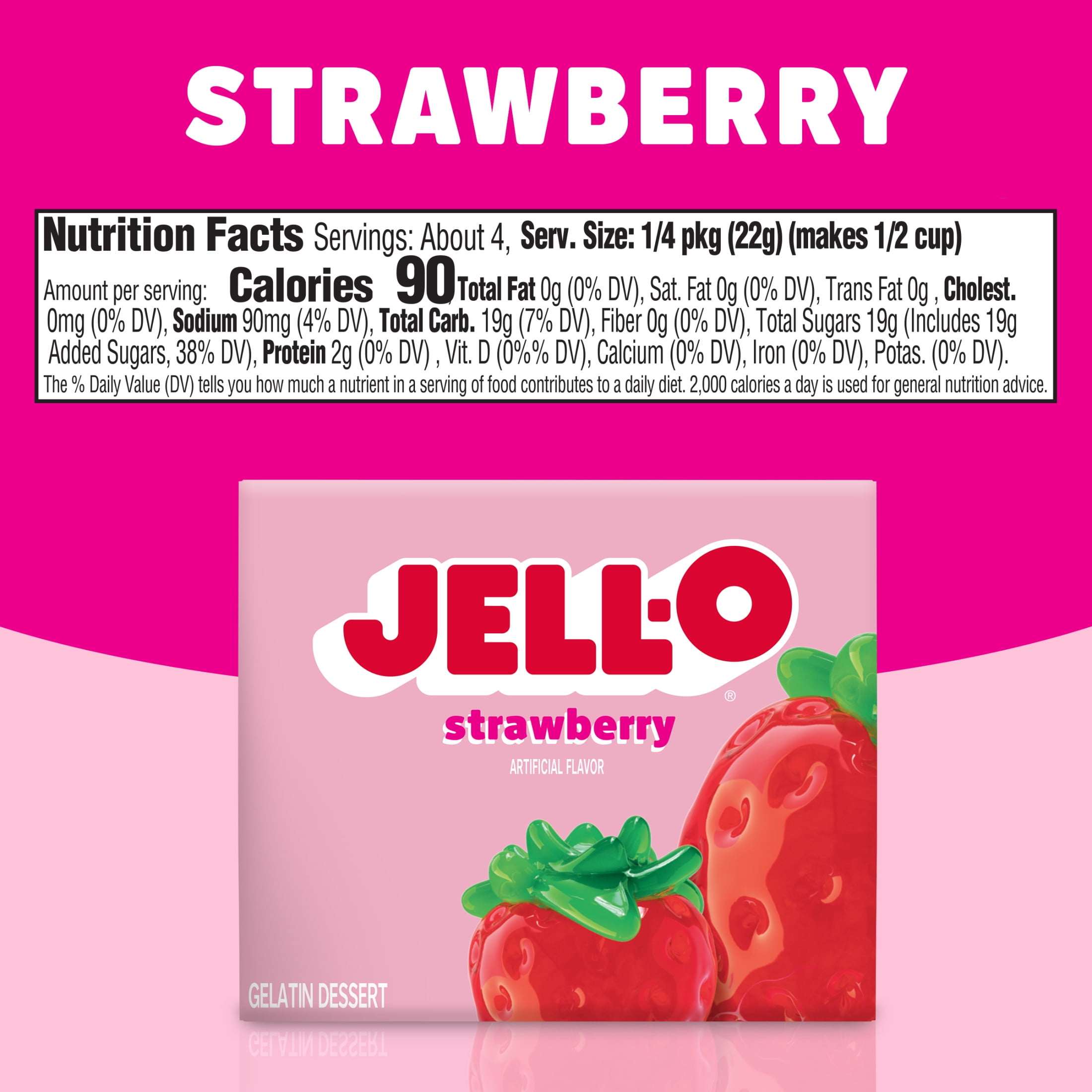 Jell-O Strawberry Gelatin Dessert Mix, 3 oz Box