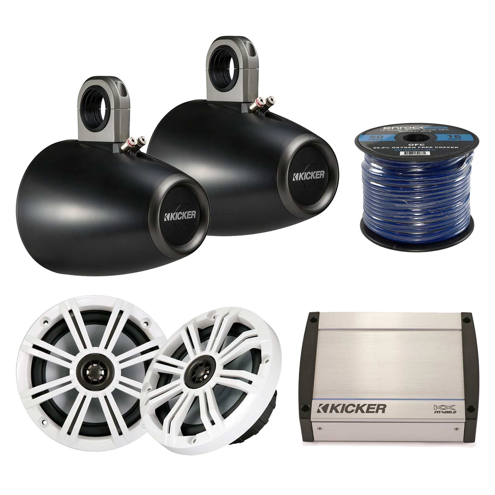 Speakers 6.5 Inch Marine Speaker Pair Kicker 12KMTESW Wakeboard Tower