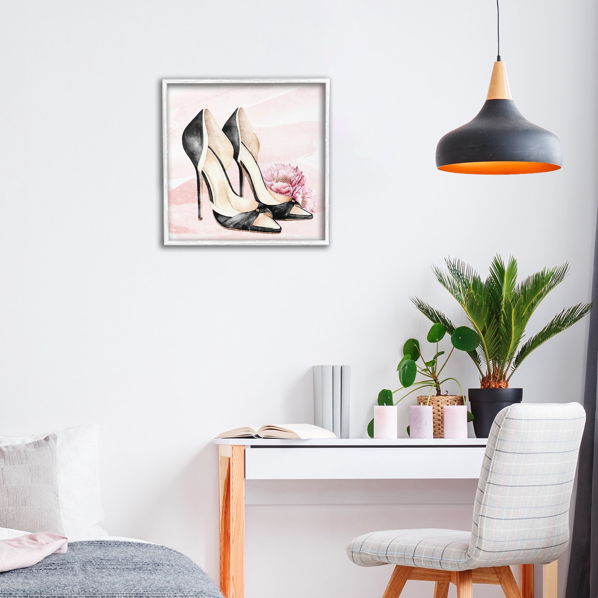 Stupell Industries Blush Glam Time Shoes White Framed Giclee Art, design by Kim Allen