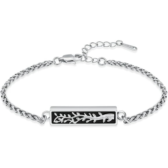 Adjustable Link Urn Bracelet for Ashes Tree of Life Ashes Bracelet Cube Cremation Bracelet for Women Men Keepsake Gifts
