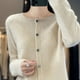 thumbnail image 4 of Suéter de lana de otoño e invierno, cárdigan de cuello redondo, suéter casual de color sólido para mujer, ropa de mujer a juego, 4 of 6