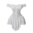 thumbnail image 4 of NordicNest Women's Off Shoulder Corset Dress Ruffle Hem Lace Up Mini Dress Gothic Outfits for Halloween, 4 of 7