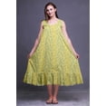 thumbnail image 3 of Bimba Chemises de Nuit en Coton Jaune Moyen à 2 Feuilles et Fleurs Imprimées pour Femmes, Robe Sans Manches, Tenue de Nuit, Robe Maxi X-Small, 3 of 6
