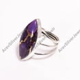thumbnail image 4 of Large Purple Copper Turquoise Gemstone 925 Sterling Silver Statement Ring for Men and Women, 4 of 5
