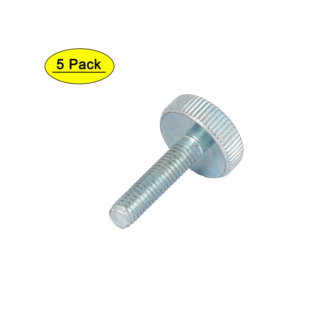 M6x25mm Thread Carbon Steel Knurled Round Head Thumb Screws Silver