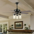 thumbnail image 2 of JONATHAN Y Lucas 52" 3-Light Rustic Industrial Iron/Wood/Seeded Glass Mobile-App/Remote-Controlled LED Ceiling Fan, Black/Clear, 2 of 13