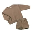 thumbnail image 4 of Odeerbi 1-14Y Toddler Boys Girls 2 Pieces Cotton Sweatsuits Winter Children's Long Sleeve Sweater Tops And Pockets Shorts Two-piece Casual Sports Set Baby Clothes Brown, 4 of 6