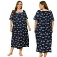 thumbnail image 4 of Plus Size Nightgowns for Women Soft Cotton Sleepwear Floral House Dress Short Sleeve Comfy Night Dress, 4 of 5