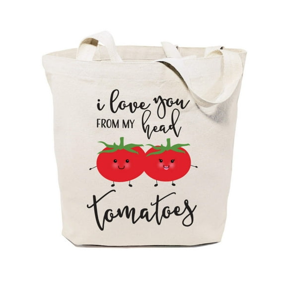 I Love You From My Head Tomatoes Cotton Canvas Tote Bag by The Cotton  Canvas Co.
