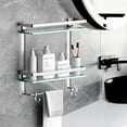 Geekdigg Bathroom Glass Shelf With Towel Bar, 2 Tier Wall Mounted