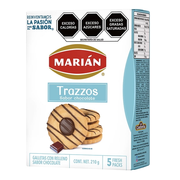 Galletas Marián Trazzos con relleno sabor chocolate 210 g