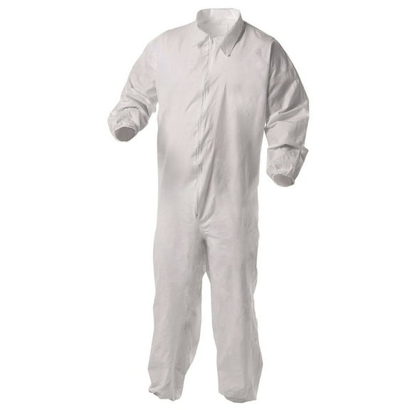 Ansell KCC38927 KGA35 Liquid and Particle Protection Elastic Wrist and Ankles Coveralls - Large/White (25/Carton)