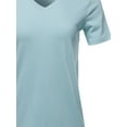 thumbnail image 4 of A2Y Women's Basic Solid Premium Cotton Short Sleeve V-neck T Shirt Tee Tops Ash Blue M, 4 of 6