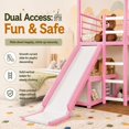 thumbnail image 6 of DTTRA Twin over Full Playhouse Metal Bunk Bed with Slide, Ladder, LED Light & Storage Cabinet, Pink, 6 of 9