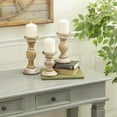 thumbnail image 2 of DecMode 3 Candle Light Brown Wood Candle Holder, Set of 3, 2 of 7