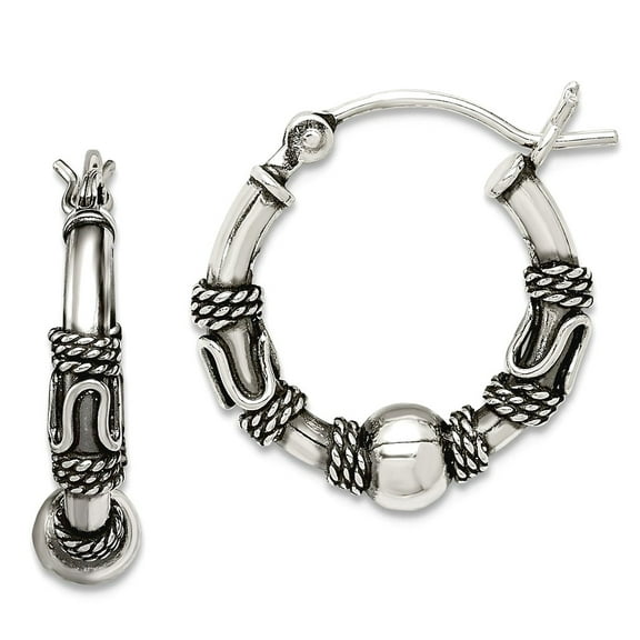 925 Sterling Silver Oxidized Hinged hoop Hinged Earrings 18x17mm Wide 5mm Thick Hoop Earring for Women