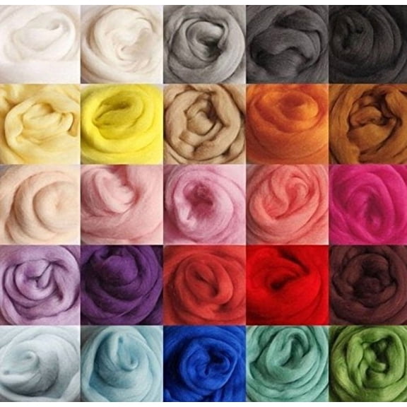 36 Colors Merino Wool Fibre Roving for Needle Felting Hand Spinning BIN,3g/Color,Total 108g