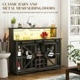 thumbnail image 4 of HOMCOM Farmhouse Coffee Bar Cabinet with LED Lights and Sliding Barn Doors, 55" Wine Bar Cabinet with Wine Racks and Glass Holder, Distressed Brown, 4 of 9