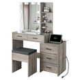 thumbnail image 3 of Zimtown Vanity Table Set with Charging Station, 3 Color Modes & Adjustable Brightness Makeup Desk, Dressing Table for Bedroom, Gray, 3 of 10