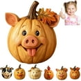 thumbnail image 4 of Vintage Resin Farm Animal Pumpkin Statue - Cute Decorations for Porch, Garden & Yard, Perfect Indoor Tabletop Ornament to Add Rustic Farm Atmosphere to Holiday & Daily Displays, C, 4 of 4