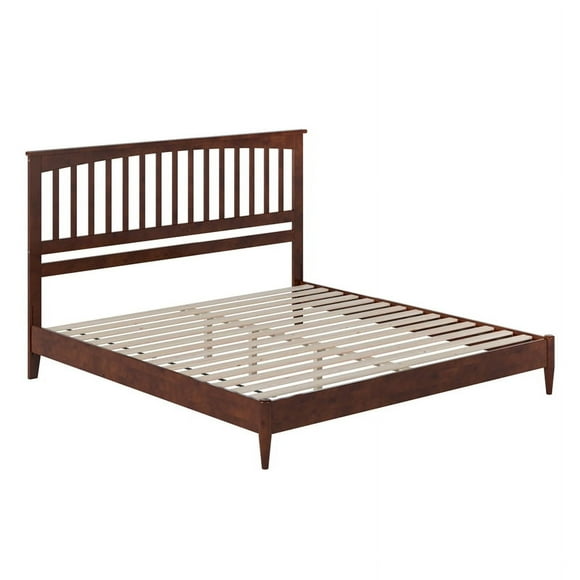 Becket King Wood Low Profile Platform Bed in Walnut