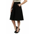 thumbnail image 3 of 24seven Comfort Apparel Plus Size Classic Knee Length Black Skirt With Pockets, 3 of 4