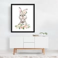 thumbnail image 3 of Cute Bunny, Rabbit, Forest Animals, Woodland Animals, Boho, Pink Flowers, Girl Nursery - Illustration Watercolor Floral Animal Whimsical Black Framed Wall Art Print 8 x 10 inches, 3 of 4