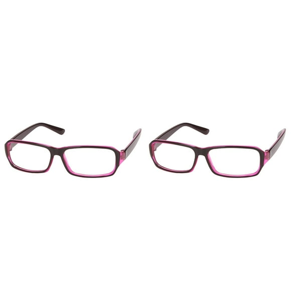 2X Plastic Full Rim Frame Clear Lens Glasses Spectacles Black Purple for Women Man