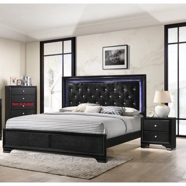 3pc Contemporary Rustic Finish King Size Bedroom Set Bed and 2x ...